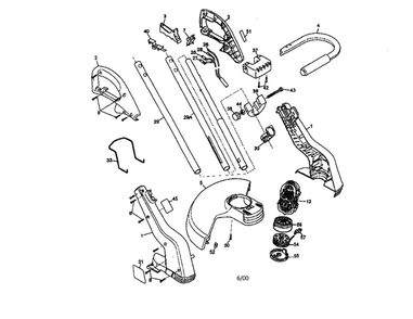 Trimmer Housing/Motor Diagram and Parts List for GH400TY2  Black and Decker Trimmer